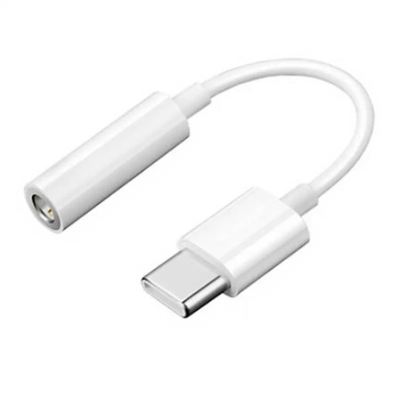 USB-C til 3,5 mm lydjackadapter Hvit plast Kompakt design Hodetelefon Øretelefon Lydtilkoblingskonverter for digitale lydenheter