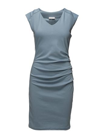 India V-Neck Dress Knælang Kjole Blå Kaffe