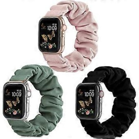 Yhteensopiva Scrunchie Apple Watch -rannekkeen kanssa 38 mm 41 mm 42 mm 40 mm 44 mm 45 mm söpö painettu elastinen ranneke naisille Apple iWatch -