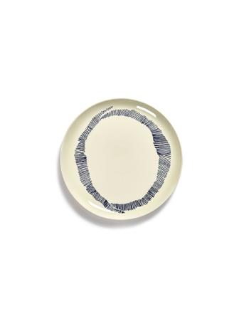 Plate L White Swirl-Stripes Blue Feast By Ottolenghi Set/2 Home Tableware Plates Dinner Plates White Serax