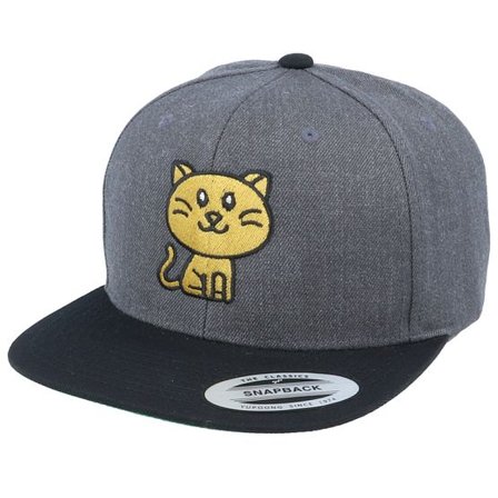 Iconic - Grå snapback Keps - Golden Kitty Charcoal Grey/Black Snapback @ Hatstore