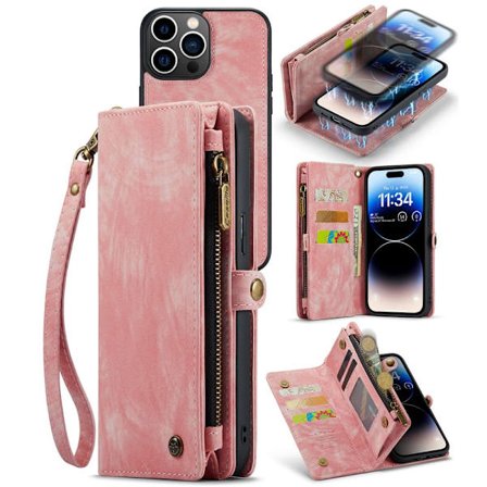 CaseMe Multi-Slot 2 i 1 Pungetui iPhone 14 Pro Max Rosa