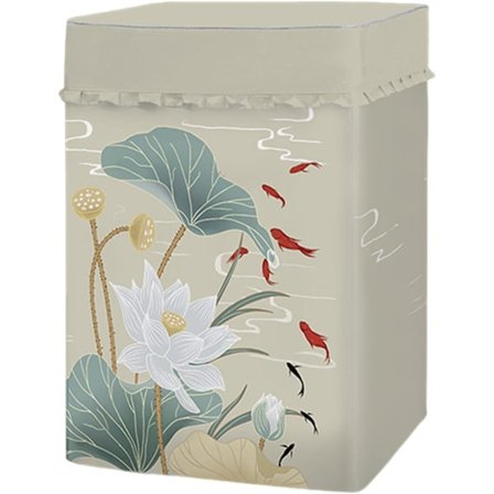 Klassisk Topplast Vaskemaskin Deksel Støvtett Beskytter Vaskemaskin Tørketrommel Deksel (Lotus Blomst, (4.5-5.5kg))