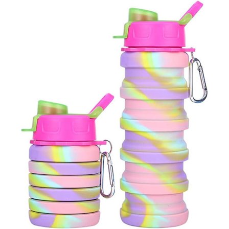 Silikon sammenleggbare vannflasker, 16oz 500ml Bærbar sammenleggbar
