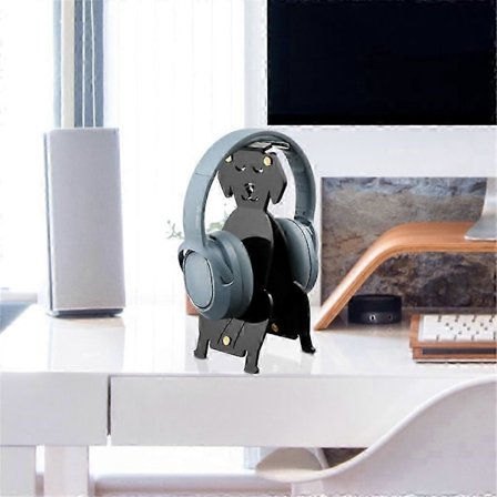 Moderne Hovedtelefonholder, Solid Base, Universal Hovedtelefonholder Nem Montering - Sort