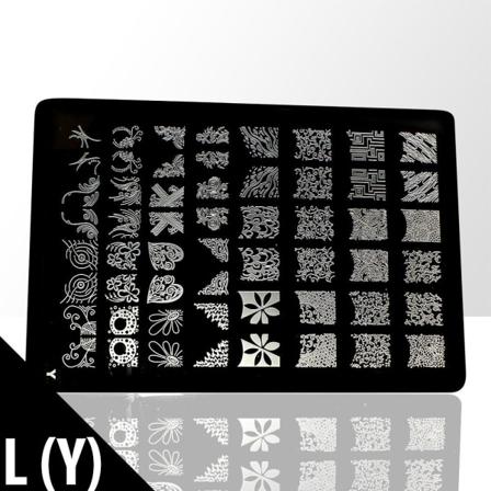 Stämpelplatta - Nageldekorationer - L(Y) - Rektangel Metall utseende