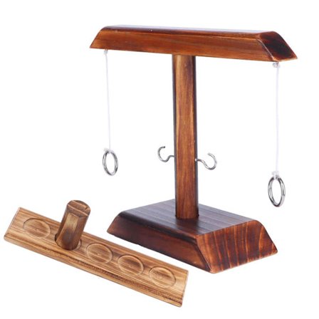 Kastespillsett Wooden Hook Shot Toy Interaktive Spill for Hjem Bar Fest Svart2