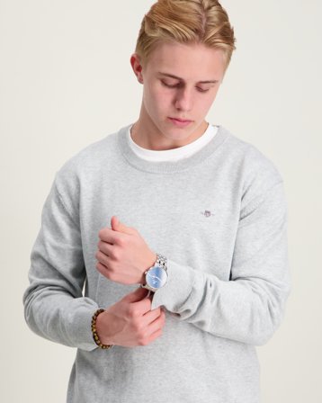 GANT SHIELD CLASSIC COTTON C-NECK Grå Genser Gutt - Kids Brand Store