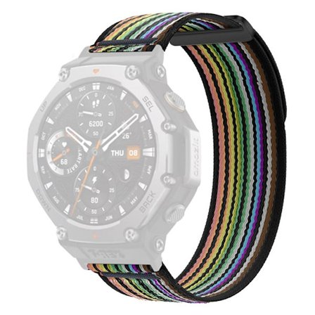 Huami Amazfit T-Rex 3 Klockarmband Nylon Loop Justerbart armband med kontakt - Svart / Regnbåge