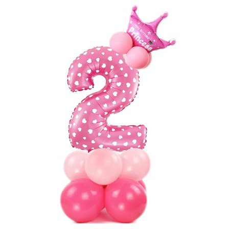 Ballonsæt Stående Pink "0-9" Ciffer 2
