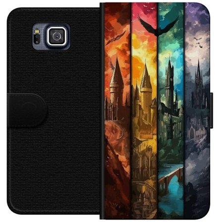 Kompatibel Tegnebogsetui til Samsung Samsung Galaxy Alpha Fire magiske slotte i forskellige elementfarver, episk fantasykunst med ild vand luft og mø