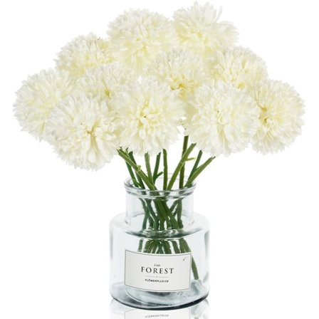 12 stilke kunstige blomster kunstig kuglekrysantemum buket silke hvide blomster bryllupsbuket til hjem havefest bryllupsdekoration