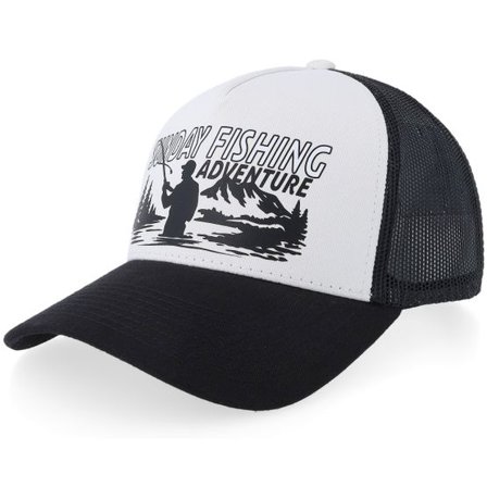 Wild Spirit - Vit trucker Keps - Sunday Fishing White/Black A-frame Trucker @ Hatstore