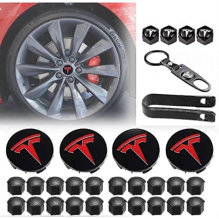 Aero Hjulkapselkit, hjulmutterkåpor Modell 3 Hjulkapselkit med Tesla Logo Navcentrumkåpa Mutterkåpor för Tesla Model 3 Model Y (svart)-Xin