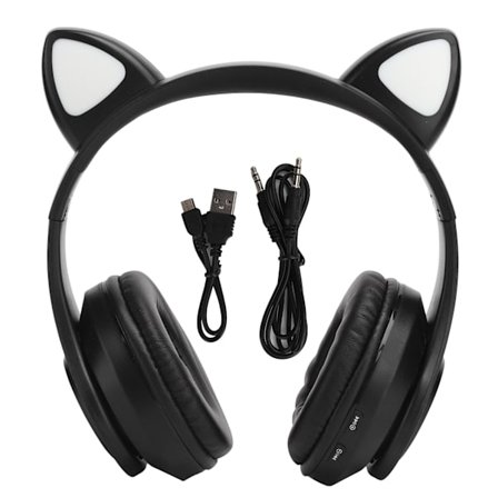 B39 Trådlösa Bluetooth-hörlurar med kattöron Söta gaming-hörlurar för musik Hemma Sport Svart