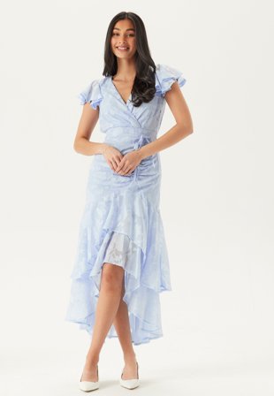 Goddiva - Chiffon Flutter High Low Dress - Blue