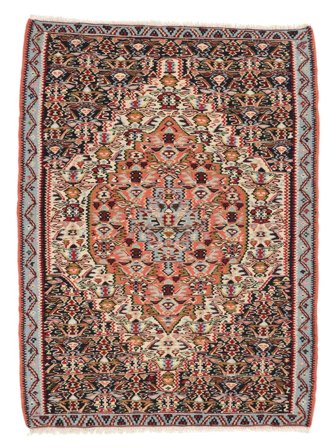 Tissé À La Main Kilim Senneh Fine Tapis 81X109 De Laine Marron/Rouge Foncé Petit