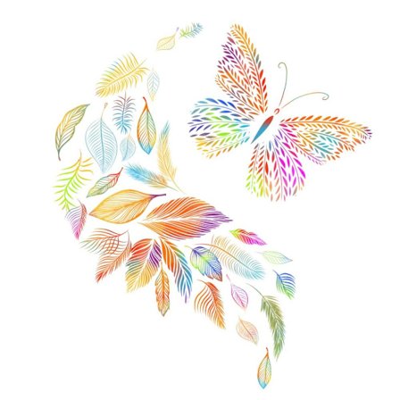 Farverig sommerfugl vægklistermærke med blomsterdekaler 1 1