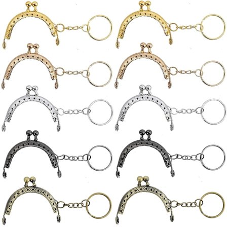 Lompakkokehys Kiss Retro Metallisolki Säästölipas Kehys Puolipyöreä Laukun Solki Avaimenperällä Käsilaukku DIY Käsityöt 10 kpl, Kulta, Hopea, Pronssi,
