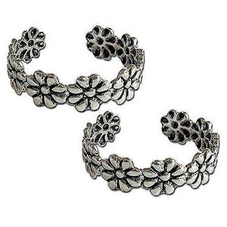 2 st Kvinnor Vintage Justerbar Silverpläterad Finger Fot Tå Ring Strand Smycken