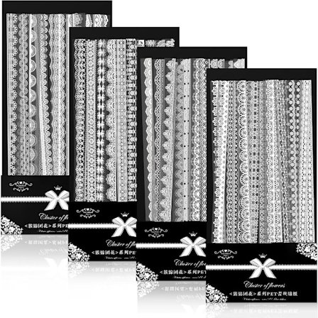 Set Valkoiset pitsitarrat Läpinäkyvät pitsitarrat