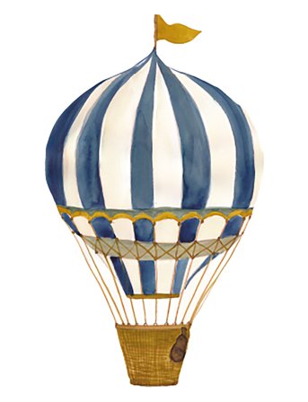 Wall Sticker - Retro Air Balloon Large Blue Blue That's Mine