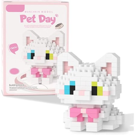 Mikro Mini Byggeklodser Katteserie, Dyremodel Legetøj Festgaver til Børn, Kreative Byggeklodser Legetøj, Fødselsdagsgave til Dreng Pige 6-12+