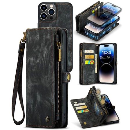 CaseMe Multi-Slot 2 i 1 Pungetui iPhone 14 Pro Sort