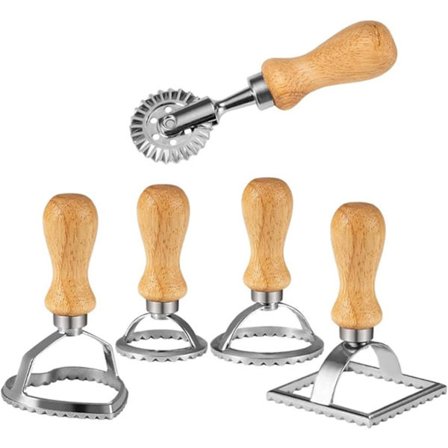 Raviolimaskin med trähandtag, bakrullar, hals