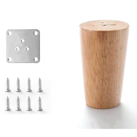 Sett med 4 massive sofabein, møbelbein til lenestol, nattbord, garderobe, skuff (8 cm høyde)