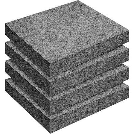 4 stycken plock- och dragskum, kubskum 300 x 300 mm Förskuret skum, boxinsats, bordsskiva (höjd: 50 mm)