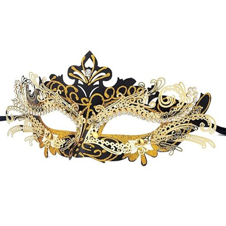 Venetiansk maske (sort guld), til maskeradebal og kostume, til kvinder
