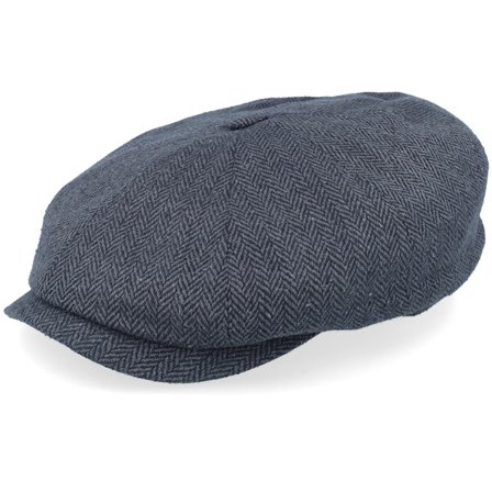 Stetson - Gris flatcap Casquette - Hatteras Silk Dark Grey Heringbone Flat Cap @ Hatstore