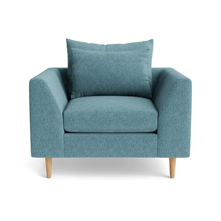 Ofelia Sessel in Boston Pastellblau, moderner Polstersessel, einfarbiges Design für das Wohnzimmer, komfortabler Loungesessel, Breite 85cm