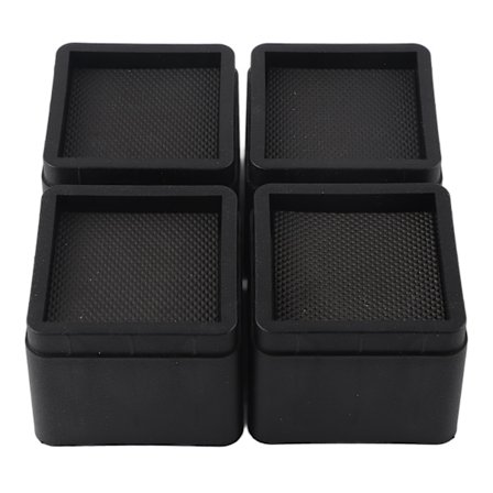 4 stk. holdbare, stabelbare sengben, sorte, firkantede, fuktsikre, insektsikre møbelben