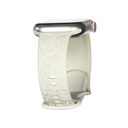 Passer til iwatchS9 876SE Apple Watch-reim med preget liten rose i silikon