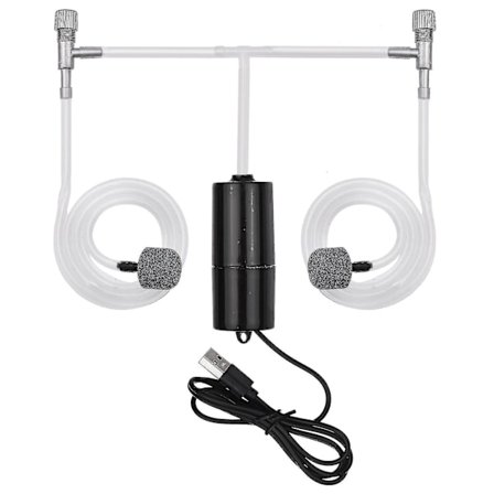 Akvarium USB luft pumpe liten oksygen pumpe med 2 luft stein rør henge spenne for fiske tank utendørs fiske (FMY)