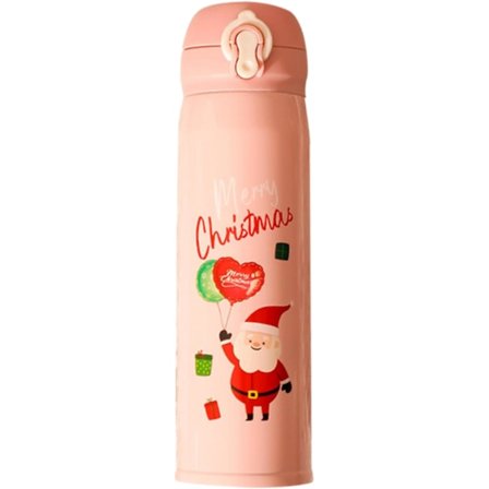 500ml Jul Isolerad Vattenflaska, Rostfritt Stål Vakuumisolerad Mugg, Metall Vattenflaska (Rosa)