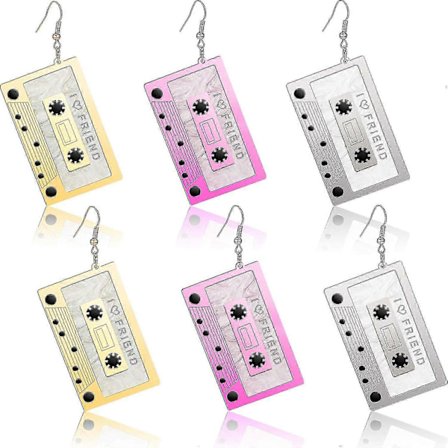 3 par kassettbånd øredobber retro tape dingler morsomme øredobber for kvinner tilbehør