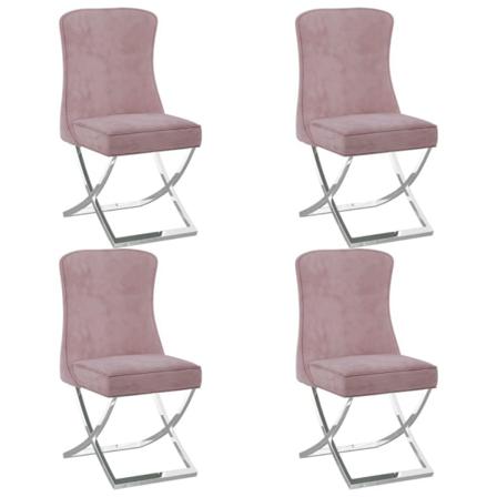 Vidaxl Matstolar 4 St Rosa 53x52x98 Cm Sammet & Rostfritt Stål Rosa