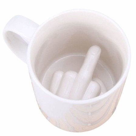 Playcrate Up Yours Mug Finger Funny Porselen Krus - En morsom nyhet grov gave til den spesielle personen!