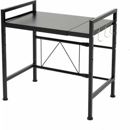 støtte med 3 hengekroker organisering av svart oppbevaring 43-65x32,2x47,8-49,3cm