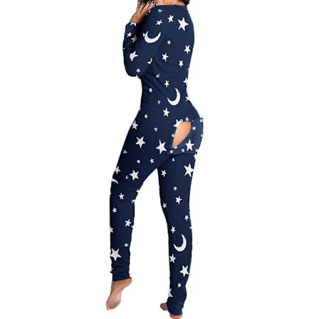 Kvinner Animal Pyjamas One Piece Christmas Bodysuit Jumpsuit Langærmet Nattøy W