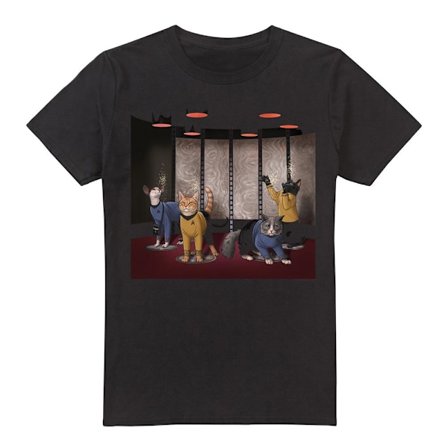 Star Trek Herr Beam Meow Up T-Shirt M Svart