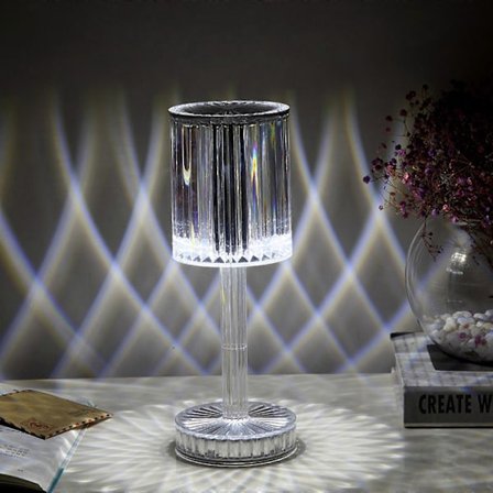 Kristal Diamant Bordlampe LED Romantisk Hjem Bar Atmosfære Lampe Dekoration Transparent Fjernbetjening Transparent Fjernbetjening