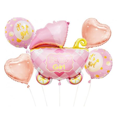 Folieballong Barnvagn Rosa - Baby Shower Dekoration - Kalaslagret.se