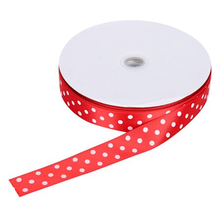 Satiininauha Polka Dot -kuvioitu hiusnauhat Lahjapakkausnauha DIY-askarteluväline 100 jaardia 2,5 cm Punainen