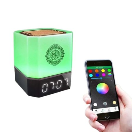 Natt Lys Ramadan Gave Koranen Høyttaler Azan Klokke Trådløs Bluetooth Fargerik Lampe LED Natt Lys Islamsk Coran Veilleuse