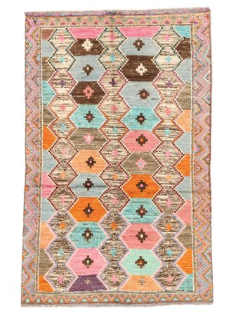 Hand Knotted Berber Colourful Rug 117X183 Wool Brown/Orange Small