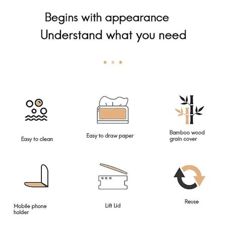 Kudoksen pidike Bambu kansi Vessapaperi laatikko Lautasliina pidike